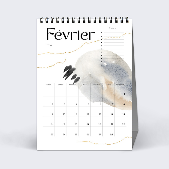 Calendrier professionnel Tâches Aquarelle Février