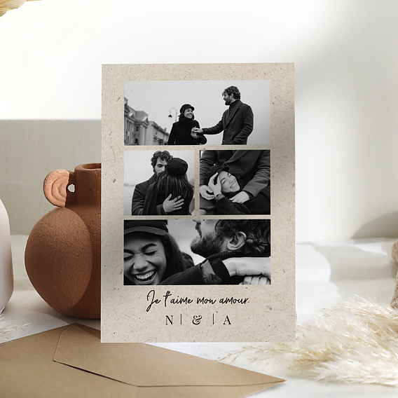 Carte d'amour Esprit Chiné 4 Photos