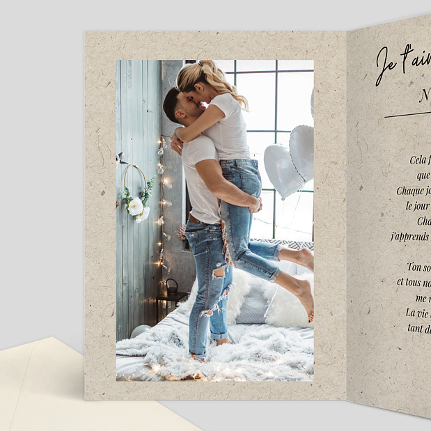 Carte D'Amour Esprit Chiné 4 Photos Intérieur Gauche