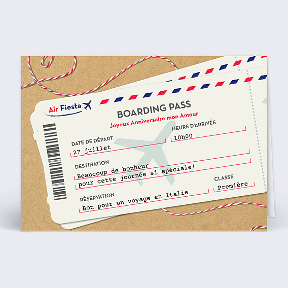 Carte d'amour Boarding Pass - Bon Pour