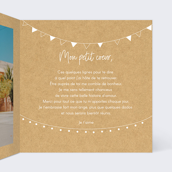 Carte d'amour Bucolique Simple Intérieur Droit