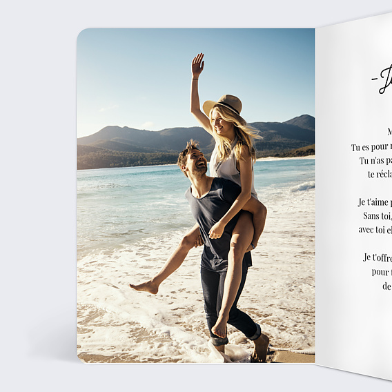 Carte d'amour Tirets Noirs Intérieur Gauche