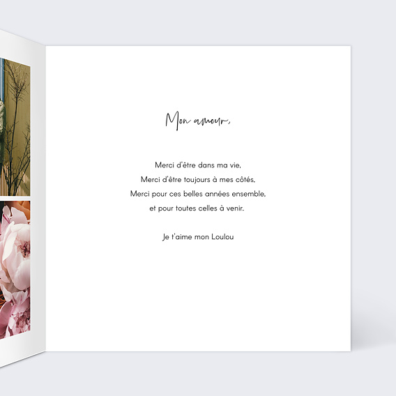 Carte d'amour Charme Classique Intérieur Droit