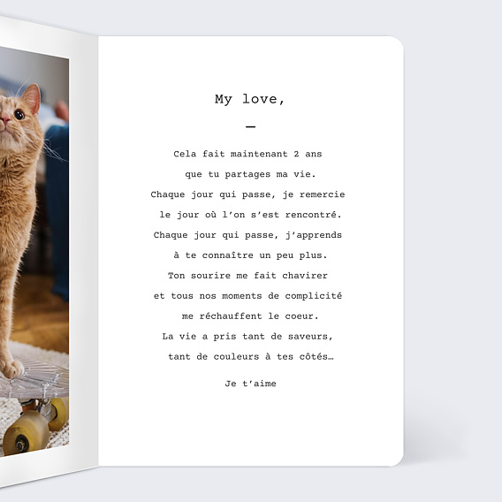 Carte d'amour Polaroïd Simple Intérieur Droit