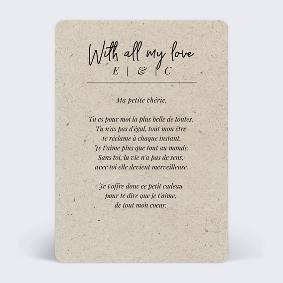 Carte d'amour Esprit Chiné 2 Photos Verso