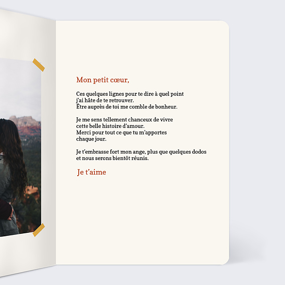 Carte d'amour Loin des Yeux Intérieur Droit