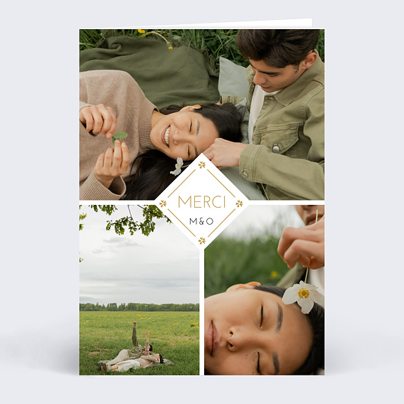 Carte d'amour Losange Fleuri Recto