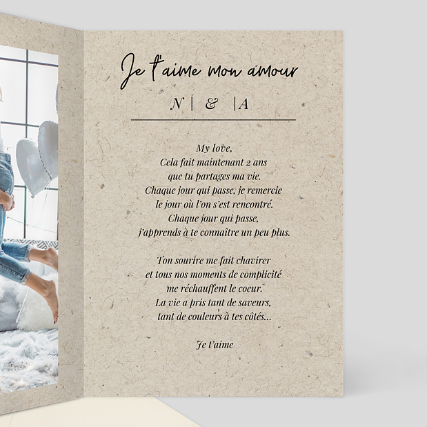Carte D'Amour Esprit Chiné 4 Photos Intérieur Droit