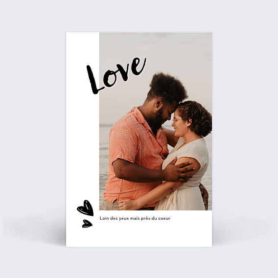 Carte d'amour Cadre Blanc avec Coeur