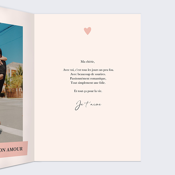 Carte d'amour Passionnément Intérieur Droit