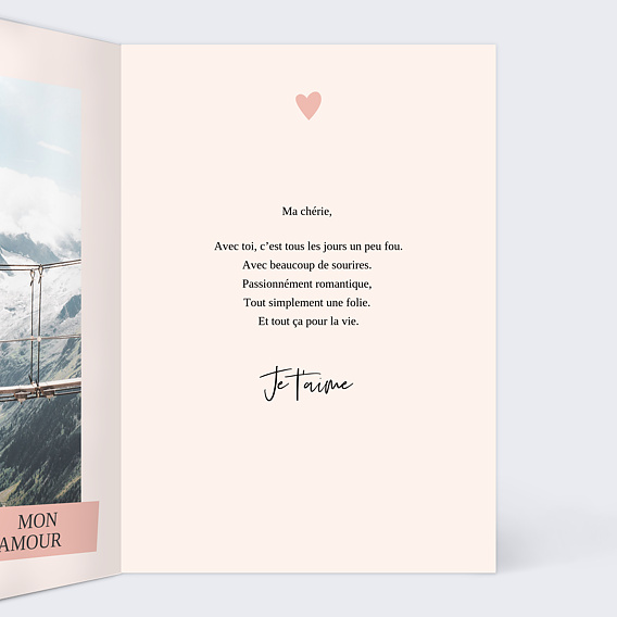 Carte d'amour À la Folie Intérieur Droit