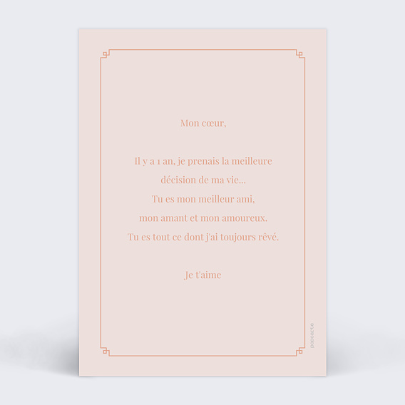 Carte d'amour Style Années 20 Verso