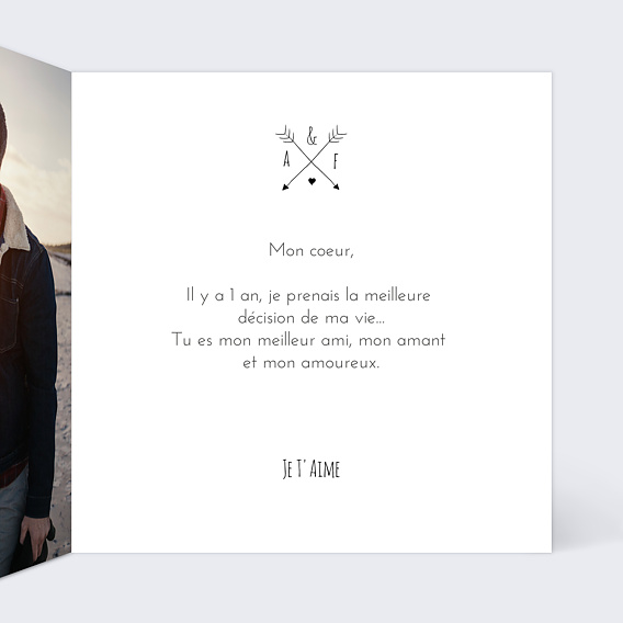 Carte d'amour Flèches Amour Intérieur Droit