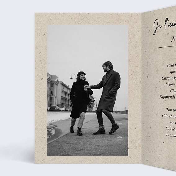 Carte d'amour Esprit Chiné 4 Photos Intérieur Gauche