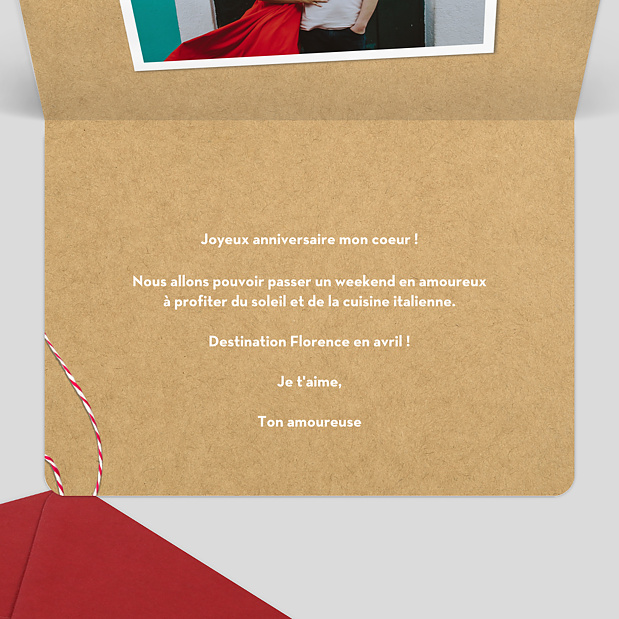 Carte d'Amour Boarding Pass - Bon Pour Intérieur Droit