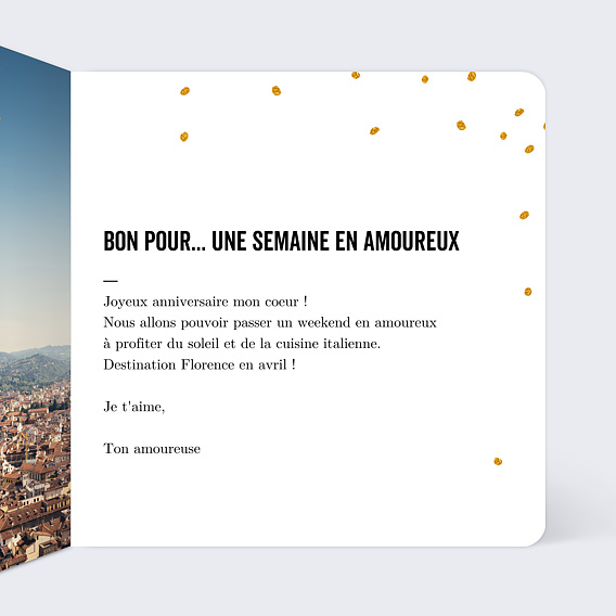 Carte d'amour Poussière d'Etoiles - Bon Pour Intérieur Droit