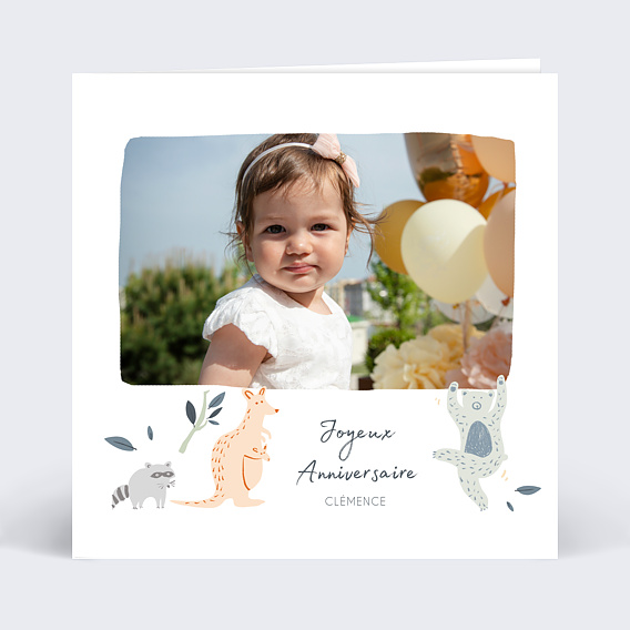 Carte Anniversaire enfant Animaux Sauvages