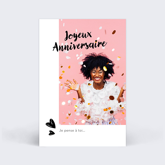 Carte anniversaire adulte Cadre Blanc avec Cœur