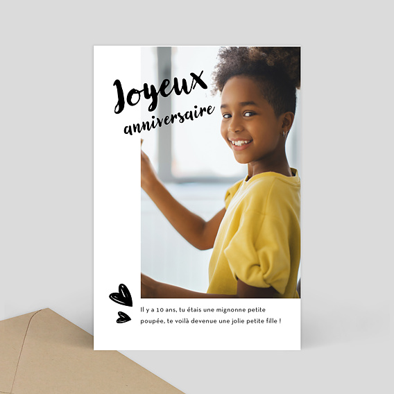 Anniversaire Enfant Cadre blanc avec coeur