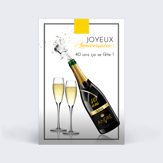 Carte anniversaire adulte Champagne