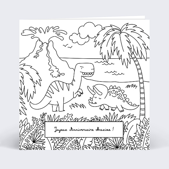 Carte anniversaire enfant Coloriage Dinosaure