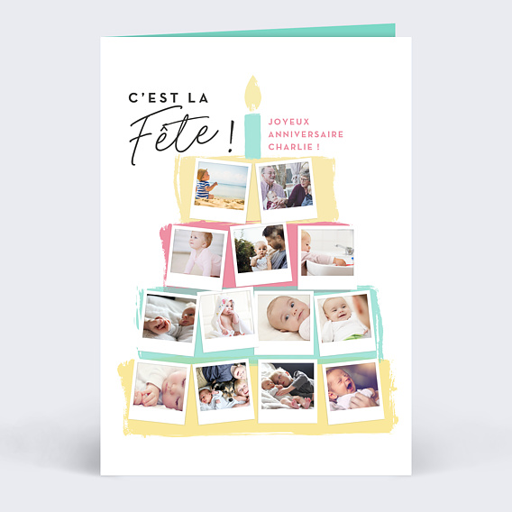 Carte anniversaire enfant Gâteau d'Anniversaire