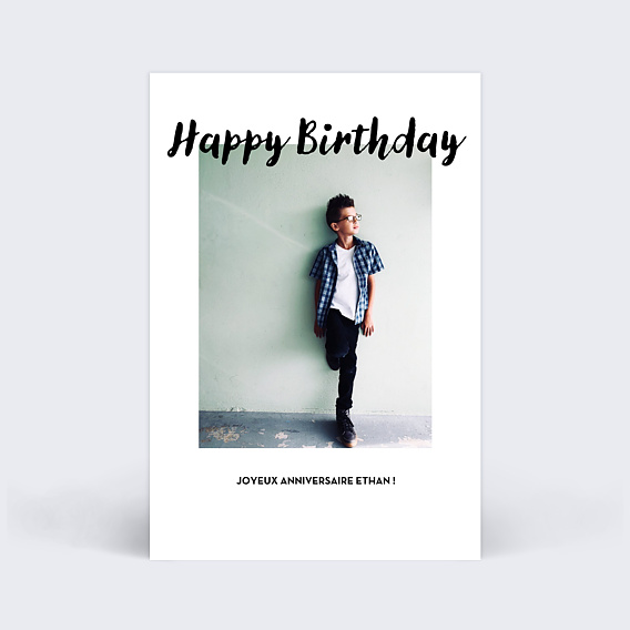 Carte anniversaire enfant Grand Cadre Blanc