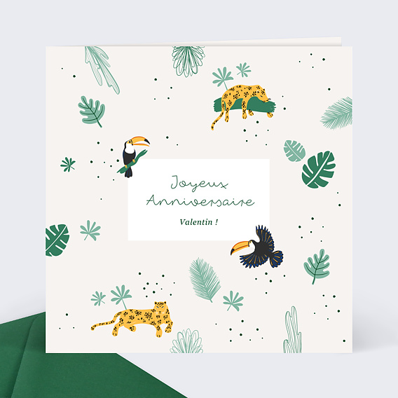 Carte Anniversaire enfant Jungle Secrète