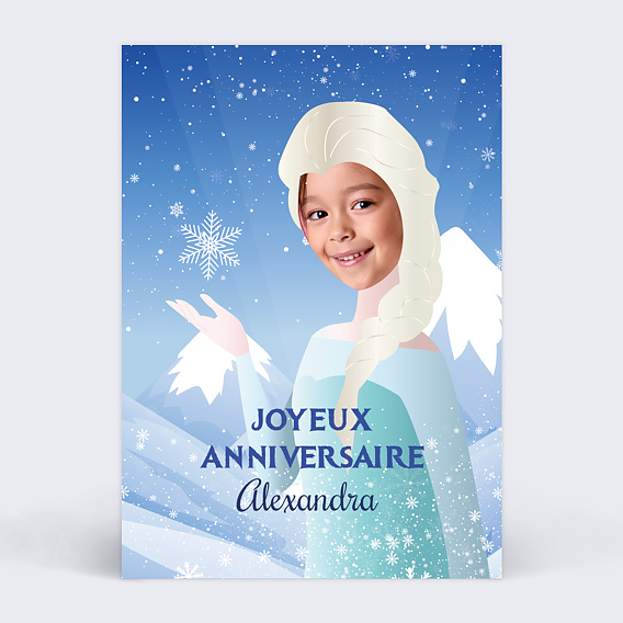 Carte Anniversaire enfant Reine des Neiges