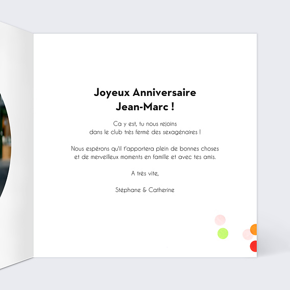 Carte anniversaire Party 60 Intérieur Droit