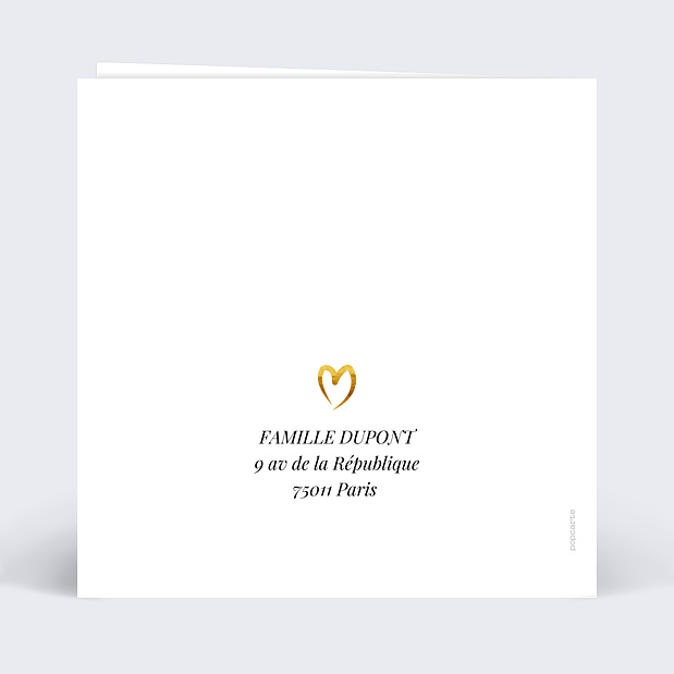 Carte Anniversaire Ligne Dorée Verso
