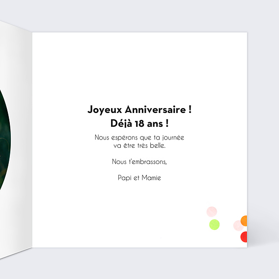 Carte anniversaire Party 18 Intérieur Droit