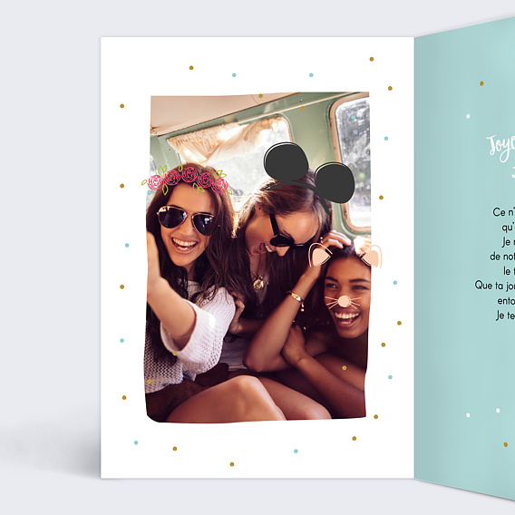 Carte anniversaire Pétillante Intérieur Gauche