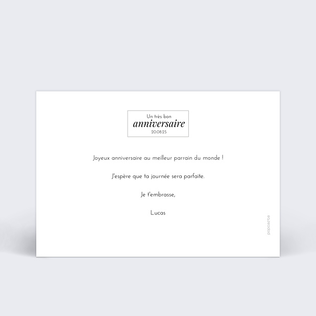 Carte anniversaire Etiquette Verso