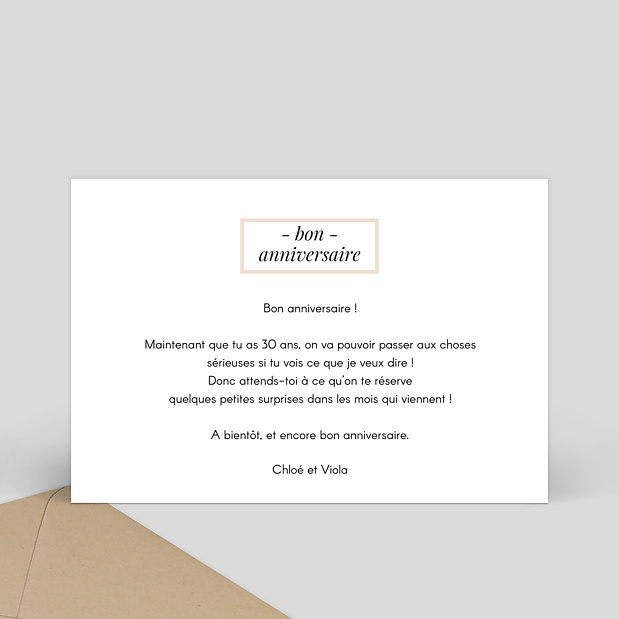 Carte Anniversaire Etiquette Poudrée Verso