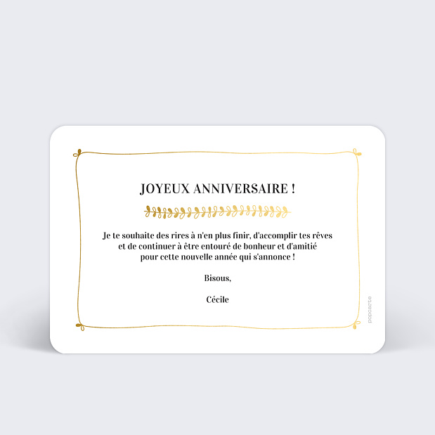 Carte Anniversaire Jolies Feuilles Verso