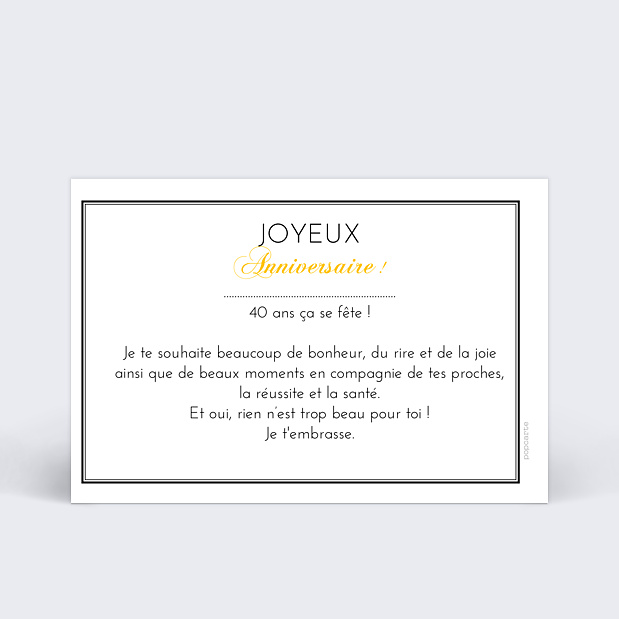 Carte Anniversaire Champagne Verso