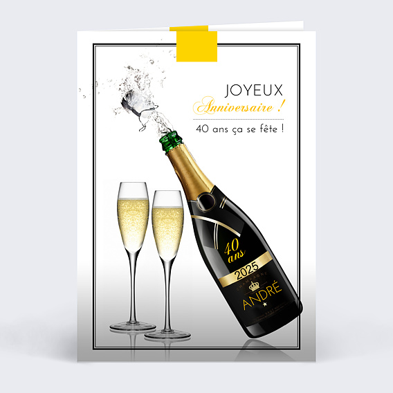 Carte anniversaire adulte Champagne