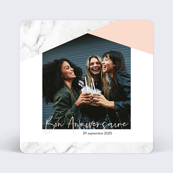 Carte anniversaire Marbre Recto