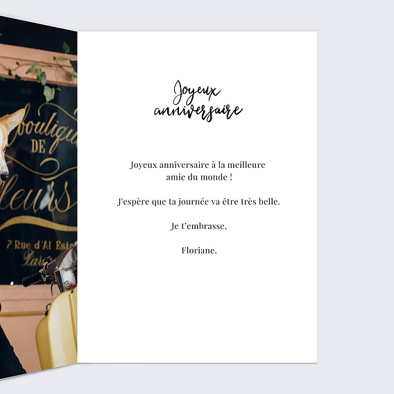 Carte anniversaire Calligraphie Intérieur Droit