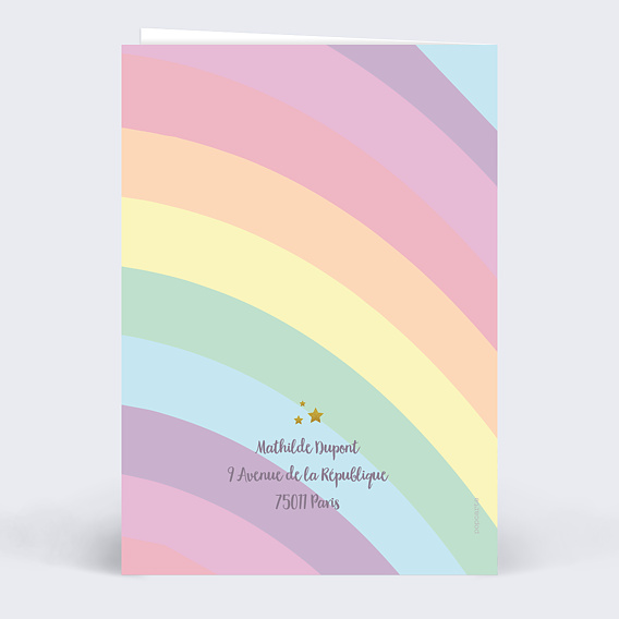 Carte anniversaire enfant Arc-en-Ciel Verso