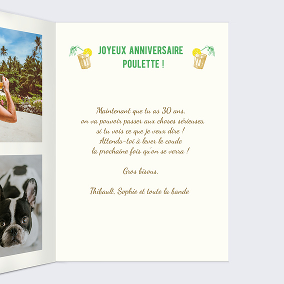 Carte anniversaire Anni Verre Saire Intérieur Droit