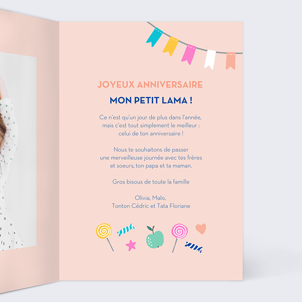 Carte Anniversaire Lama Pinata Intérieur Droit
