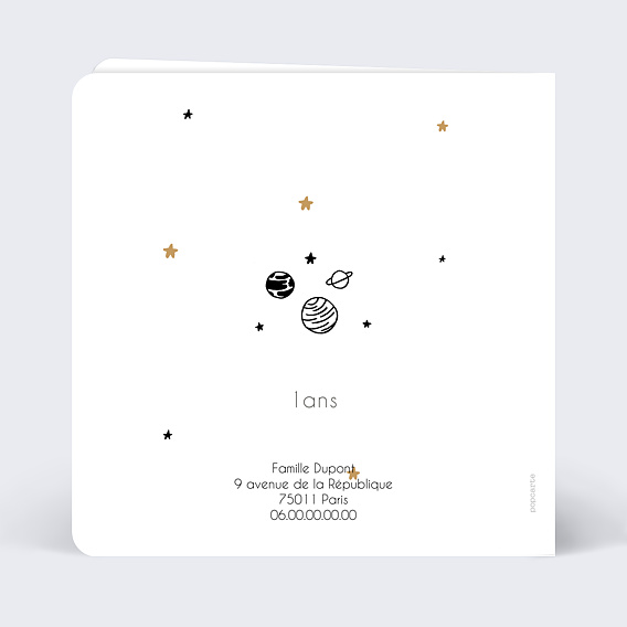 Carte anniversaire enfant Petit Astronaute Verso