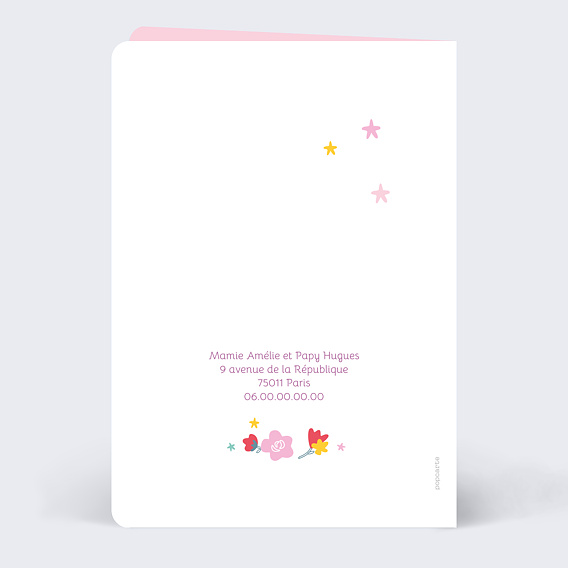 Carte anniversaire enfant Licorne Arc-en-ciel Verso