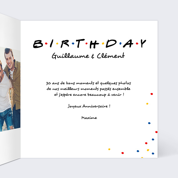 Carte anniversaire Copain de Soirée Intérieur Droit