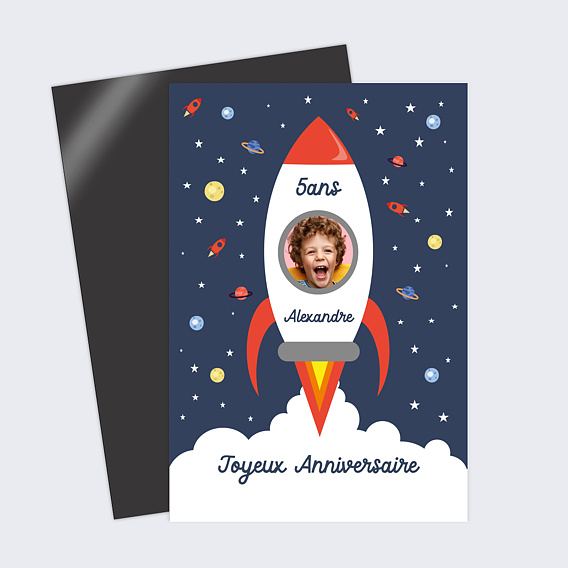 Carte anniversaire enfant Fusée