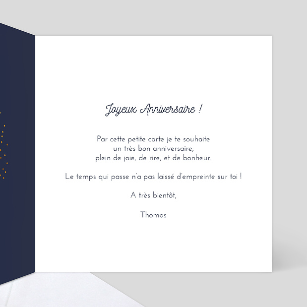 Carte Anniversaire Bulles Dorées Intérieur Droit