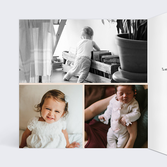 Carte anniversaire enfant Étiquette Poudrée Intérieur Gauche