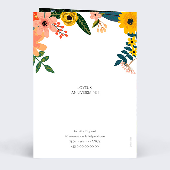 Carte anniversaire enfant Bouquet Printanier Verso